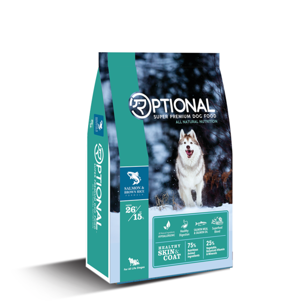 OPTIONAL SUPER PREMIUM DOG FOOD - SALMON & RICE 26/15